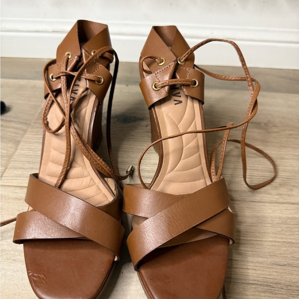 Stylish Brown Lace-Up Wedge Heels